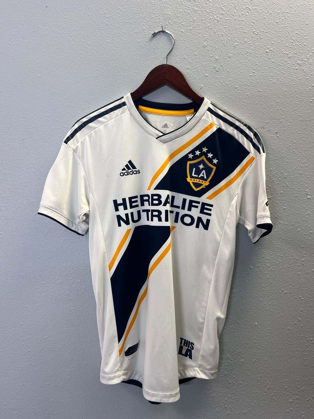 adidas LA Galaxy Home Jersey Mens Small White 2018 MLS Soccer Shirt 0444
